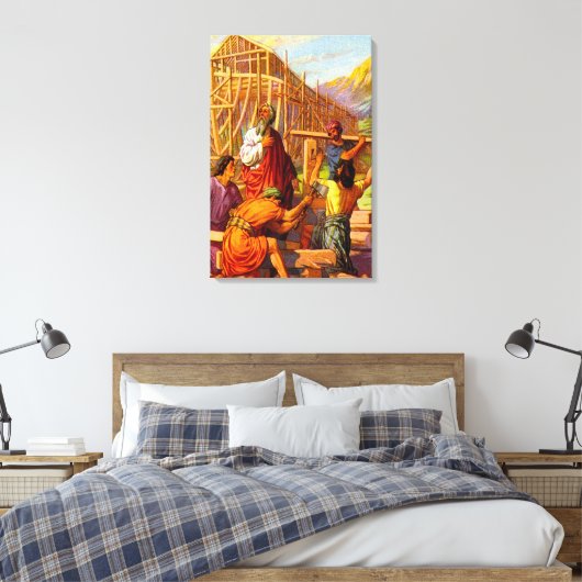 Noah bouwt de Ark Genesis 6 Canvas Afdruk (Insitu (Slaapkamer))