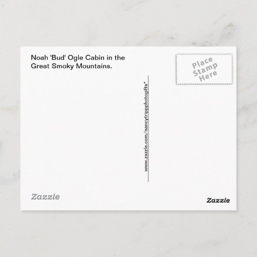 Noah "Bud" Ogle Cabin in the Smokies Briefkaart (Achterkant)