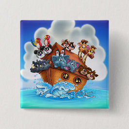 noah ' cartoon knop vierkante button 5,1 cm