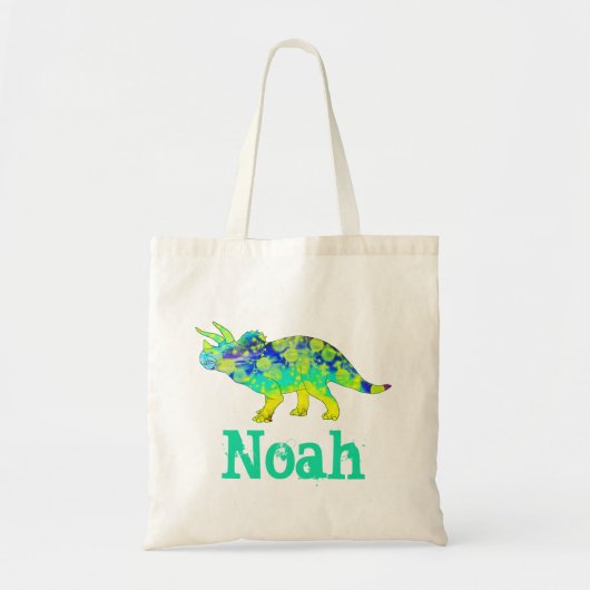 Noah Colorful Triceratops Jurassic Dinosaur Art Tote Bag (Voorkant)