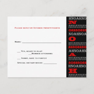 Noah Cool Modern Bar Mitzvah RSVP Red Black Kaartje