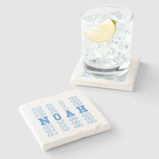 Noah Custom Boy Naam Stenen Onderzetter (Zijkant)