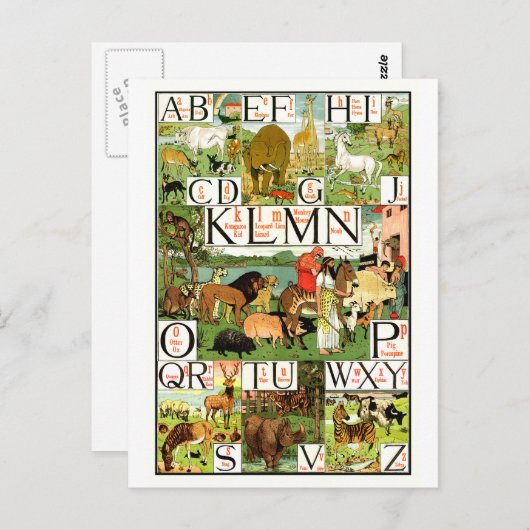 Noah de Grafiek van het Alfabet van ABC in het Briefkaart (Voorkant / Achterkant)