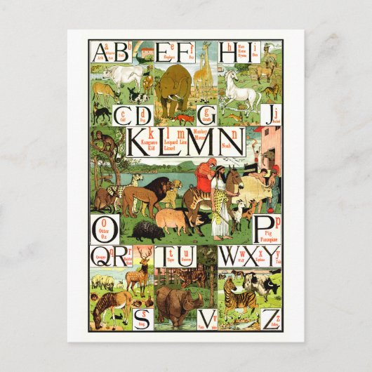 Noah de Grafiek van het Alfabet van ABC in het Briefkaart (Voorkant)