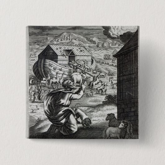 Noah entreth the Ark Vierkante Button 5,1 Cm (Voorkant)