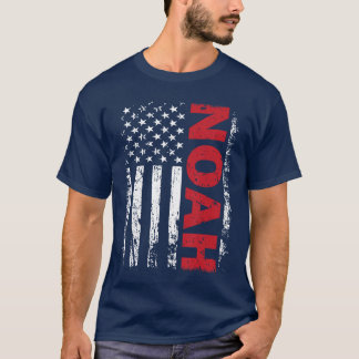 Noah Gepersonaliseerde naam met Amerikaanse vlag P T-shirt