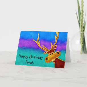 Noah, Happy Birthday gekke hertenkaart Kaart