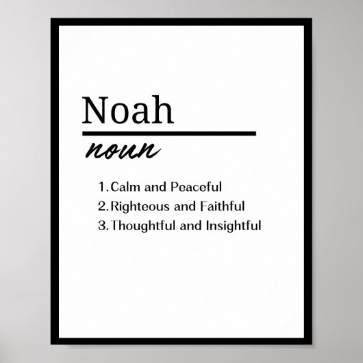 Noah, jongen gepersonaliseerde naam definitie poster (Voorkant)