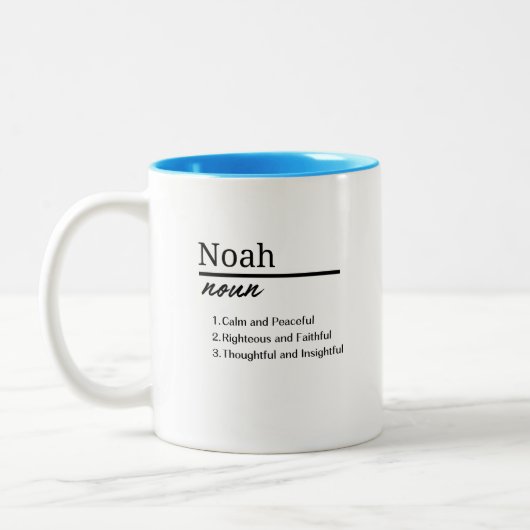 Noah, jongen gepersonaliseerde naam definitie tweekleurige koffiemok (Links)