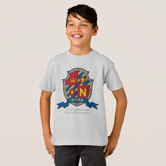 Noah N naam betekent krest messghts shield T-shirt (Voorkant volledig)