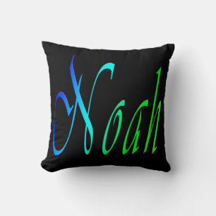 Noah, naam, Logo, Black Throw Cushion Kussen
