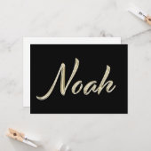 Noah Name white gold Handwriting Karte Kaart (Voorkant / Achterkant in situ)