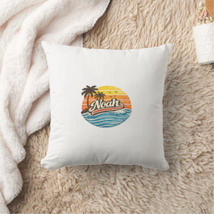 Noah Retro Zonsondergang Naam Design Kussen