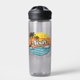 Noah Retro Zonsondergang Naam Ontwerp Waterfles