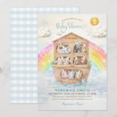 Noah’s Ark Baby Shower Invitation | Rainbow Baby  Kaart (Voorkant / Achterkant)