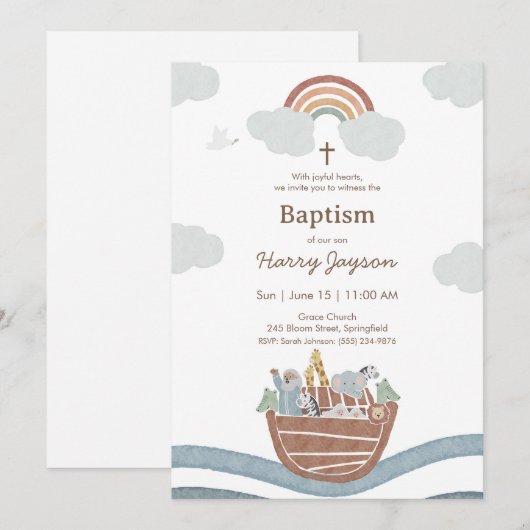 Noah’s Ark Baptism Kaart (Voorkant / Achterkant)