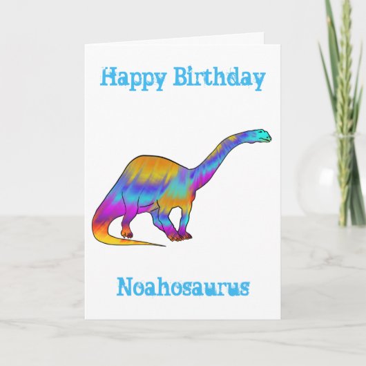 Noah saurus Rainbow Brontosaurus Dinosaur Voeg naa Feestdagen Kaart (Voorkant)