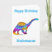 Noah saurus Rainbow Brontosaurus Dinosaur Voeg naa Feestdagen Kaart (Voorkant)