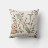 Noah Teddybeer Bloemenge Monogram Kussen (Achterkant)