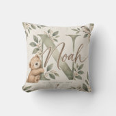 Noah Teddybeer Bloemenge Monogram Kussen (Voorkant)