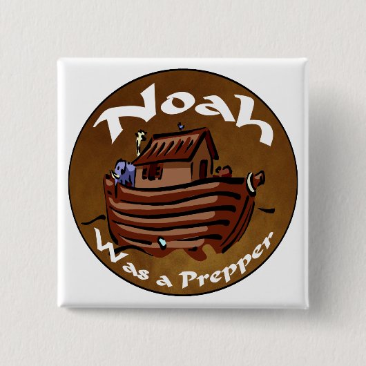 Noah was prepper vierkante button 5,1 cm (Voorkant)