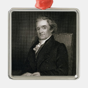 Noah Webster (1758-1843), gegraveerd door Frederic Metalen Ornament