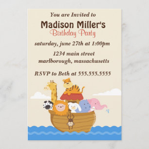 Noah's Arc Birthday Invite Kaart