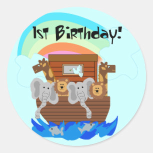 Noah's Ark 1st Birthday Tshirts en Gifts Ronde Sticker