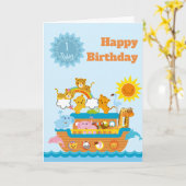 Noah's Ark Aanpasbare Verjaardag Kaart (Gele Bloem)