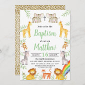 Noahs Ark Animal en Rainbow Waterverf Baptisme Kaart (Voorkant / Achterkant)