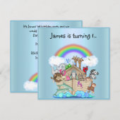 Noahs ark animal Rainbow-uitnodiging BLUE Kaart (Voorkant / Achterkant)