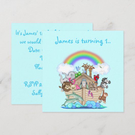 Noahs ark animal-uitnodiging kaart (Voorkant / Achterkant)