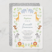 Noah's Ark Animals Baptism-uitnodiging Kaart (Voorkant / Achterkant)