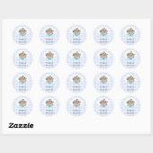 Noah's Ark Animals Blue Gingham Ronde Sticker (Vel)