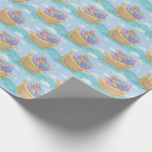 Noah's ark Animals Blue Turquoise Pattern Cadeaupapier