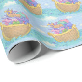 Noah's ark Animals Blue Turquoise Pattern Cadeaupapier (Rol Hoek)