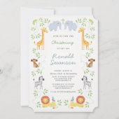 Noah's Ark Animals Christening Uitnodiging (Voorkant)