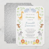 Noah's Ark Animals Christening Uitnodiging (Voorkant / Achterkant)