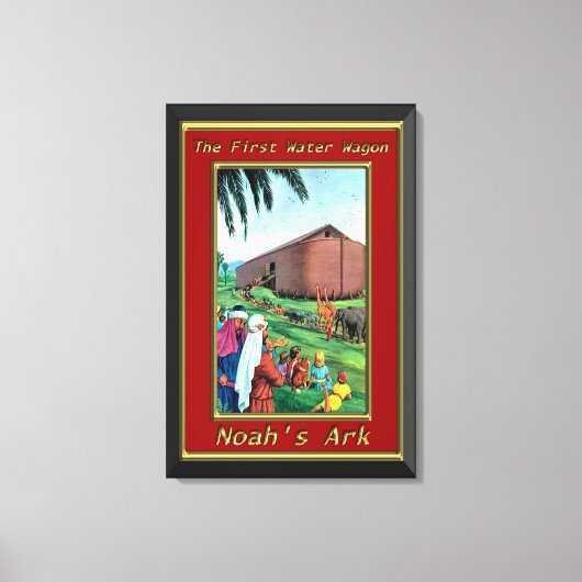 Noah's Ark Animals die op het schip lopen rood lij Canvas Afdruk (Voorkant)