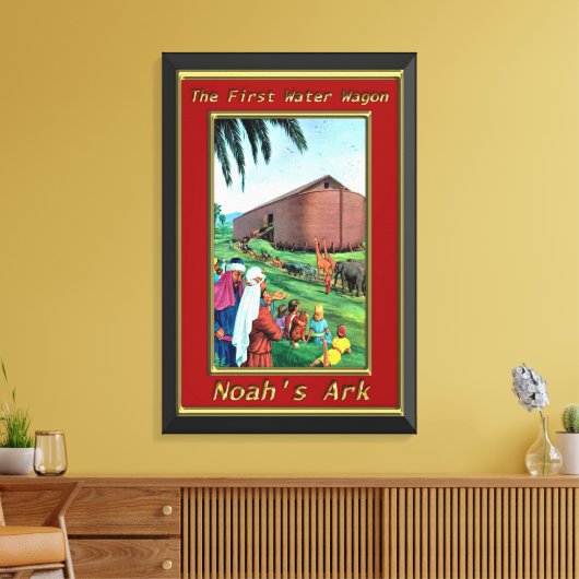 Noah's Ark Animals die op het schip lopen rood lij Canvas Afdruk (Insitu (Woonkamer))