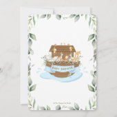 Noah's Ark Animals Greenery Blue Boy Baby shower Kaart (Achterkant)