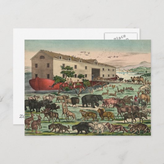 Noahs Ark Animals Illustration 1882 Briefkaart (Voorkant / Achterkant)
