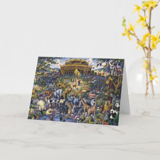 Noahs Ark Animals Kaart (Gele Bloem)