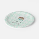 Noah's Ark Animals Mint Green Gingham Papieren Bordje (Gekanteld)