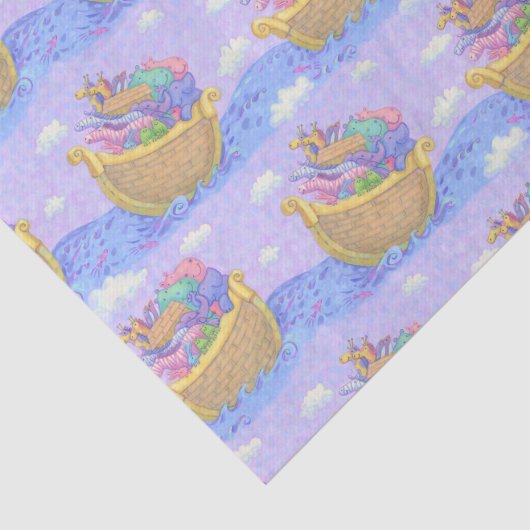 Noah's ark Animals Paars Pattern Tissuepapier (Detail)