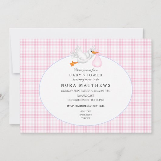 Noah's Ark Animals Roze Gingham Kaart (Achterkant)