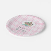Noah's Ark Animals Roze Gingham Papieren Bordje (Gekanteld)