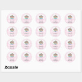 Noah's Ark Animals Roze Gingham Ronde Sticker (Vel)