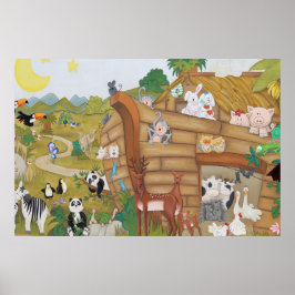 Noahs Ark Art Poster Mural for Baby Nursery