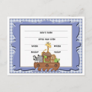Noahs Ark Baby Aankondiging postkaarten